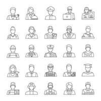 Professions linear icons set. Occupations. Workers. Thin line contour symbols. Isolated vector outline illustrations