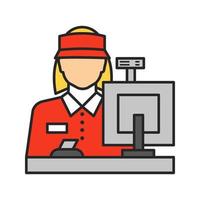 Cashier color icon. Counter. Isolated vector illustration