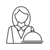 Waitress linear icon. Restaurant worker. Thin line illustration. Contour symbol. Vector isolated outline drawing