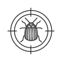 Colorado beetle target linear icon. Potato bug repellent. Pest control. Thin line illustration. Contour symbol. Vector isolated outline drawing