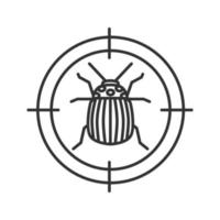 Colorado beetle target linear icon. Potato bug repellent. Pest control. Thin line illustration. Contour symbol. Vector isolated outline drawing