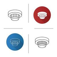 Smoke detector icon. Flat design, linear and color styles. Fire alarm system. Isolated vector illustrations