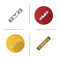 Spirit level icon. Flat design, linear and color styles. Isolated vector illustrations