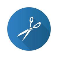 Fabric scissors flat design long shadow glyph icon. Shears. Vector silhouette illustration