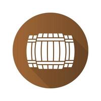 Alcohol wooden barrels. Flat design long shadow icon. Whiskey or rum barrels. Vector silhouette symbol