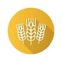 Wheat ears flat linear long shadow icon. Spikes of rye. Barley. Vector line symbol