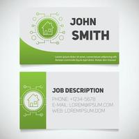 Business card print template with smart house logo. Real estate. Stationery design concept. Vector illustration