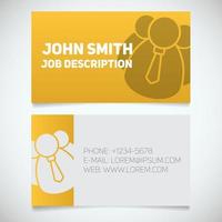 Business card print template with company personnel logo. Easy edit. Manager. Director. Employer. Chief. Stationery design concept. Vector illustration