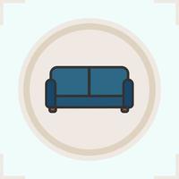 Couch color icon. Upholstered blue sofa. Isolated vector illustration