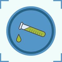 Chemical experiment color icon. Laboratory test tube with drop. Isolated vector illustration