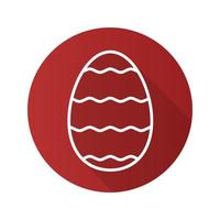 Easter egg flat linear long shadow icon. Vector line symbol