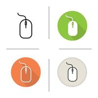 Computer mouse icon. Flat design, linear and color styles. Isolated vector illustrations