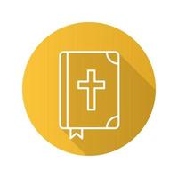 Santa Biblia plana lineal larga sombra icono. símbolo de línea vectorial vector