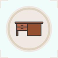 Writing desk color icon. Isolated vector illustration