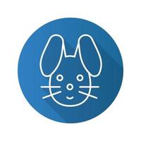 Easter bunny flat linear long shadow icon. Rabbit. Vector line symbol