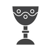 Church goblet glyph icon. Chalice silhouette symbol. Holy water bowl. Negative space. Vector isolated illustration