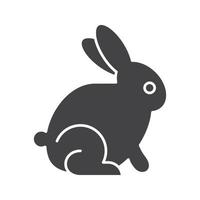 Easter bunny glyph icon. Rabbit silhouette symbol. Negative space. Vector isolated illustration