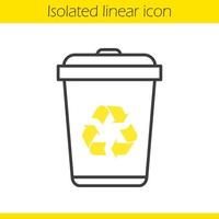 Recycle bin linear icon. Dustbin thin line illustration. Wastebasket contour symbol. Vector isolated outline drawing