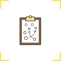 Clipboard game plan color icon. Sport game strategy scheme. Isolated vector illustration