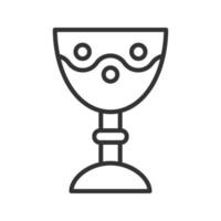 Church goblet linear icon. Chalice thin line illustration. Holy water bowl contour symbol. Vector isolated outline drawing