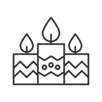 Church candles linear icon. Thin line illustration. Contour symbol. Vector isolated outline drawing