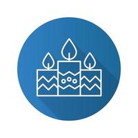 Church candles flat linear long shadow icon. Vector line symbol