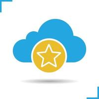 Bookmark cloud storage icon. Drop shadow silhouette symbol. Cloud computing. Add to favorite. Negative space. Vector isolated illustration