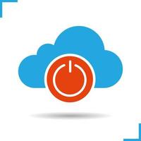 Cloud storage glyph icon. Drop shadow silhouette symbol. Turn off button. Cloud computing. Negative space. Vector isolated illustration