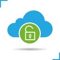 Cloud storage access granted icon. Drop shadow silhouette symbol. Cloud computing. Security. Negative space. Vector isolated illustration