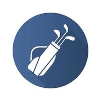 Golf bag with clubs. Flat design long shadow icon. Vector silhouette symbol