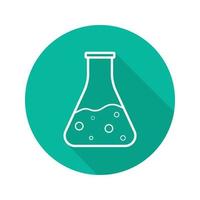 Chemical reaction flat linear long shadow icon. Potion bottle. Laboratory flask. Vector line symbol