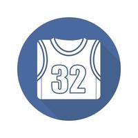 camiseta de jugador de baloncesto. icono de larga sombra de diseño plano. símbolo de la silueta del vector