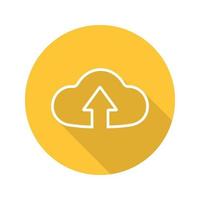 Cloud storage files uploading. Flat linear long shadow icon. Cloud computing. Vector line symbol