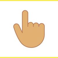 Attention hand gesture color icon. Point up. Isolated vector illustration