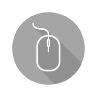 Computer mouse flat linear long shadow icon. Vector line symbol