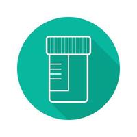 Medical tests jar flat linear long shadow icon. Ointment container. Vector line symbol