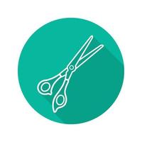 Scissors flat linear long shadow icon. Shears. Vector line symbol