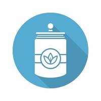 Tea and herbs jar. Flat design long shadow icon. Vector silhouette symbol