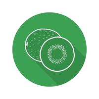 Kiwi fruit flat linear long shadow icon. Vector line symbol