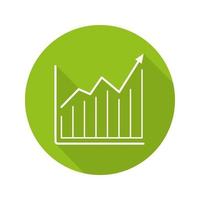 tabla de crecimiento del mercado. icono de plano lineal larga sombra. diagrama. gráfico de estadísticas comerciales. símbolo de línea vectorial vector