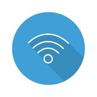 Wifi signal flat linear long shadow icon. Wi fi connection. Vector line symbol