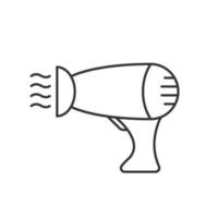 Hair dryer linear icon. Thin line illustration. Blowdryer contour symbol. Vector isolated outline drawing