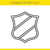 Shield with ribbon linear icon. Thin line illustration. Contour symbol. Vector isolated outline drawing