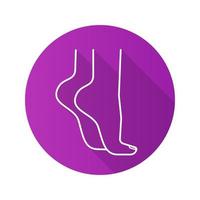 Woman's feet standing on tiptoe. Flat linear long shadow icon. Vector line symbol