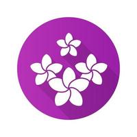 flores de plumeria de salón de spa. icono de larga sombra de diseño plano. aromaterapia. símbolo de la silueta del vector