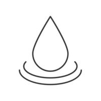 Water drop linear icon. Thin line illustration. Liquid droplet contour symbol. Vector isolated outline drawing