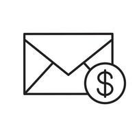 Salary letter linear icon. Email letter notification. Thin line illustration. Money transaction contour symbol. Vector isolated outline drawing