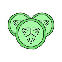 Cucumber slices color icon. Spa. Cucumber facial mask. Isolated vector illustration