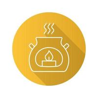 Spa salon aroma candle. Flat linear long shadow icon. Aromatherapy. Vector line symbol