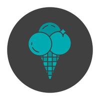 Ice cream glyph color icon. Silhouette symbol. Ice cream balls in waffle cone. Negative space. Vector isolated illustration